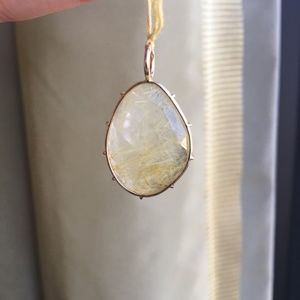 Heather B. Moore Gold Quartz Stone Pendant
